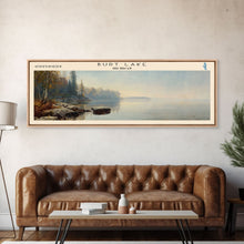 Carregar imagem no visualizador da galeria, Burt Lake Michigan Framed Canvas Print, Panoramic Lake House Decor, Wall Art, Travel Poster, Rustic Lake Painting, Nature Art