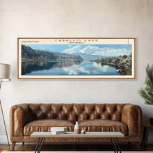 Carregar imagem no visualizador da galeria, Caballo Lake New Mexico Framed Canvas Print, Lake House Art, Panoramic Wall Art, Travel Poster, Modern Lake Painting, Home Decor