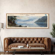 Carregar imagem no visualizador da galeria, Calling Lake Framed Canvas Print, Panoramic Lake House Decor, Wall Art, Travel Poster, Rustic Lake Painting, Nature Art