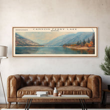 Carregar imagem no visualizador da galeria, Canyon Ferry Lake Montana Framed Canvas Print, Lake House Art, Panoramic Wall Art, Travel Poster, Rustic Lake Painting, Nature Art