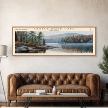 Cargar imagen en el visor de la galería, Castle Rock Lake Wisconsin Framed Canvas Print, Lake House Art, Panoramic Wall Art, Travel Poster, Modern Lake Painting, Home Decor