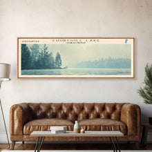 Cargar imagen en el visor de la galería, Churchill Lake Framed Canvas Print, Panoramic Lake House Decor, Wide Wall Art, Travel Poster, Modern Lake Painting, Nature Art