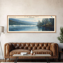 Cargar imagen en el visor de la galería, Clear Lake Framed Canvas Print, Lake House Art, Panoramic Wide Art, Travel Poster, Rustic Lake Painting, Home Decor