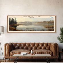 Cargar imagen en el visor de la galería, Cobbosseecontee Lake Maine Framed Canvas Print, Panoramic Lake House Decor, Wide Wall Art, Travel Poster, Rustic Lake Painting, Nature Art