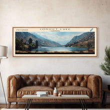 Cargar imagen en el visor de la galería, Convict Lake California Framed Canvas Print, Lake House Art, Panoramic Wide Art, Travel Poster, Modern Lake Painting, Nature Art