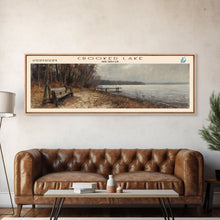 Load image into Gallery viewer, Crooked Lake Michigan Framed Canvas Print, Lake House Art, Panoramic Wall Art, Travel Poster, Minimalist Lake Painting, Home Decor