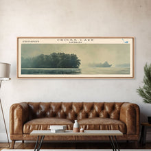 Load image into Gallery viewer, Crooked Lake Michigan Framed Canvas Print, Lake House Art, Panoramic Wall Art, Travel Poster, Minimalist Lake Painting, Home Decor