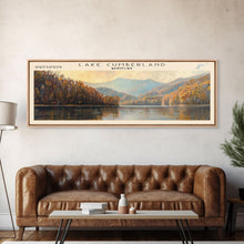 Load image into Gallery viewer, Cumberland Lake Framed Canvas Print, Lake House Art, Panoramic Wall Art, Travel Poster, Modern Lake Painting, Nature Art