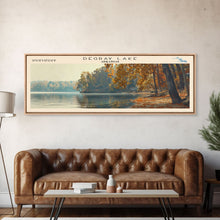 Load image into Gallery viewer, DeGray Lake Arkansas Framed Canvas Print, Lake House Decor, Panoramic Wall Art, Travel Poster, Modern Lake Painting, Nature Art