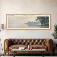 Load image into Gallery viewer, Deal Lake New Jersey Framed Canvas Print, Lake House Art, Panoramic Wall Art, Travel Poster, Rustic Lake Painting, Home Decor