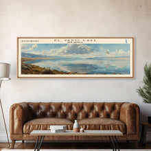 Load image into Gallery viewer, El Vado Lake New Mexico Framed Canvas Print, Lake House Art, Panoramic Travel Poster, Wall Art, Modern Lake Painting, Home Decor
