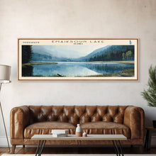 Load image into Gallery viewer, Emaiksoun Lake Framed Canvas Print, Lake House Art, Panoramic Wall Art, Travel Poster, Modern Lake Painting, Home Decor