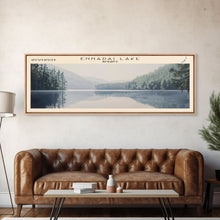 Load image into Gallery viewer, Ennadai Lake Framed Canvas Print, Lake House Decor, Panoramic Wall Art, Travel Poster, Rustic Lake Painting, Home Decor