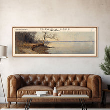Carregar imagem no visualizador da galeria, Eufaula Lake Oklahoma Framed Canvas Print, Lake House Art, Panoramic Wall Art, Travel Poster, Modern Lake Painting, Nature Art