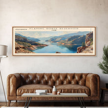 Carregar imagem no visualizador da galeria, Flaming Gorge Reservoir Utah Framed Canvas Print, Lake House Art, Panoramic Wall Art, Travel Poster, Beautiful Lake Painting, Home Decor