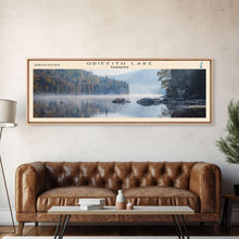 Load image into Gallery viewer, Griffith Lake Vermont Framed Canvas Print, Lake House Decor, Panoramic Wall Art, Travel Poster, Beautiful Lake Painting, Nature Art