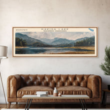 Carregar imagem no visualizador da galeria, Kakisa Lake Framed Canvas Print, Lake House Art, Panoramic Wall Art, Travel Poster, Scenic Lake Painting, Home Decor