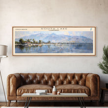 Load image into Gallery viewer, South Lake California Panoramic Framed Canvas Print, Lake House Decor, Wall Art, Travel Poster, Serene Landscape, Modern Art