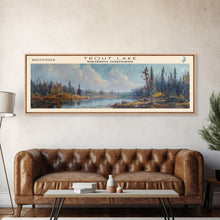 Load image into Gallery viewer, Trout Lake Canada Northwest Territories Panoramic Wall Art, Framed Canvas Print, Lake House Decor, Travel Poster, Beautiful Lake Scene, Home Decor
