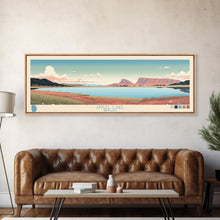 Load image into Gallery viewer, Angel Lake Nevada Framed Canvas Print, Panoramic Wall Art, Midcentury Modern, Pop Art, Travel Poster, Scenic Lake House Art