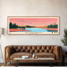 Load image into Gallery viewer, Angostura Reservoir South Dakota Framed Canvas Print, Panoramic Travel Poster, Midcentury Modern Wall Art, Pop Art, Lake House Decor