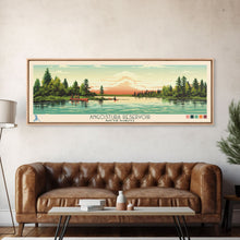 Load image into Gallery viewer, Angostura Reservoir South Dakota Framed Canvas Print, Panoramic Wall Art, Midcentury Modern, Pop Art, Travel Poster, Scenic Bedroom Art