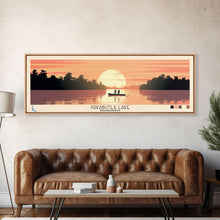 Load image into Gallery viewer, Arkabutla Lake Mississippi Framed Canvas Print, Panoramic Wall Art, Midcentury Modern, Pop Art, Travel Poster, Scenic Lake House Art