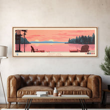 Carregar imagem no visualizador da galeria, Badin Lake North Carolina Framed Canvas Print, Panoramic Wall Art, Midcentury Modern, Pop Art, Travel Poster, Scenic Bedroom Art