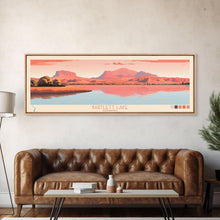 Load image into Gallery viewer, Bartlett Lake Arizona Framed Canvas Print, Panoramic Wall Art, Midcentury Modern, Pop Art, Travel Poster, Scenic Bedroom Art