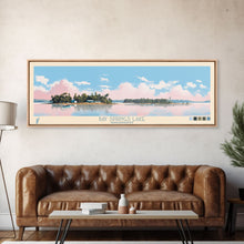 Load image into Gallery viewer, Bay Springs Lake Mississippi Framed Canvas Print, Panoramic Wall Art, Midcentury Modern, Pop Art, Travel Poster, Scenic Living Room Decor, Bedroom Art