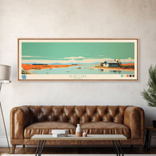 Load image into Gallery viewer, Bear Lake North Slope Alaska Framed Canvas Print, Panoramic Travel Poster, Midcentury Modern Wall Art, Pop Art, Lake House Decor, Nature Art