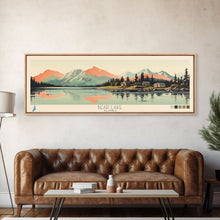 Load image into Gallery viewer, Bear Lake Southwest Alaska Framed Canvas Print, Panoramic Wall Art, Midcentury Modern, Pop Art, Travel Poster, Scenic Bedroom Art, Living Room Decor