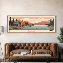 Load image into Gallery viewer, Bear Lake Utah Idaho Framed Canvas Print, Panoramic Travel Poster, Midcentury Modern Wall Art, Pop Art, Nature Living Room Art, Lake House Decor