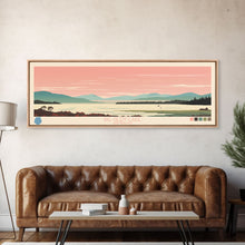 Load image into Gallery viewer, Big Glen Lake Michigan Framed Canvas Print, Panoramic Wall Art, Midcentury Modern, Pop Art, Travel Poster, Scenic Living Room Decor, Bedroom Art