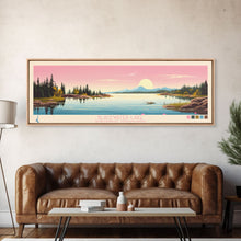 Load image into Gallery viewer, Blackwater Lake Northwest Territories Framed Canvas Print, Panoramic Wall Art, Midcentury Modern, Pop Art, Travel Poster, Scenic Living Room Art, Lake House Decor