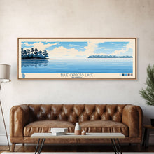 Load image into Gallery viewer, Blue Cypress Lake Florida Framed Canvas Print, Panoramic Wall Art, Midcentury Modern, Pop Art, Travel Poster, Scenic Living Room Art, Lake House Decor