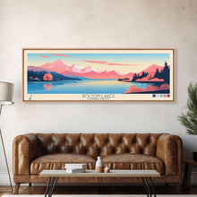 Load image into Gallery viewer, Bolton Lakes Connecticut Framed Canvas Print, Panoramic Wall Art, Midcentury Modern, Pop Art, Travel Poster, Scenic Living Room Art, Lake House Decor