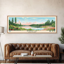 Load image into Gallery viewer, Bowdish Lake Rhode Island Framed Canvas Print, Panoramic Travel Poster, Midcentury Modern Wall Art, Pop Art, Nature Bedroom Decor, Scenic Lake House Art