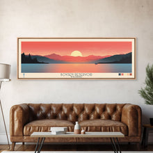 Load image into Gallery viewer, Boysen Reservoir Wyoming Framed Canvas Print, Panoramic Travel Poster, Midcentury Modern Wall Art, Pop Art, Nature Bedroom Decor, Scenic Lake House Art