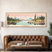 Load image into Gallery viewer, Bradley Lake Wyoming Framed Canvas Print, Midcentury Modern Panoramic Wall Art, Living Room Decor, Pop Art, Travel Poster Art