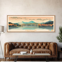 Carregar imagem no visualizador da galeria, Burnsville Lake West Virginia Framed Canvas Print, Midcentury Modern Panoramic Wall Art, Living Room Decor, Pop Art, Travel Poster Art, Scenic Nature Painting