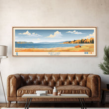 Carregar imagem no visualizador da galeria, Burt Lake Michigan Framed Canvas Print, Pop Art Panoramic Travel Poster, Midcentury Modern, Wall Art, Scenic Nature Painting, Bedroom Decor