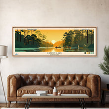 Carregar imagem no visualizador da galeria, Caddo Lake Louisiana Framed Canvas Print, Pop Art Panoramic Travel Poster, Midcentury Modern, Wall Art, Scenic Nature Painting, Bedroom Decor