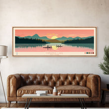 Carregar imagem no visualizador da galeria, Canadice Lake New York Framed Canvas Print, Pop Art Panoramic Travel Poster, Midcentury Modern, Wall Art, Scenic Nature Painting, Bedroom Decor