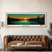 Carregar imagem no visualizador da galeria, Candle Lake Saskatchewan Framed Canvas Print, Midcentury Modern Panoramic Wall Art, Living Room Decor, Pop Art, Travel Poster Art, Scenic Nature Painting