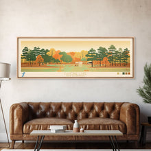 Carregar imagem no visualizador da galeria, Canobie Lake New Hamphire Framed Canvas Print, Midcentury Modern Panoramic Wall Art, Living Room Decor, Pop Art, Travel Poster Art, Scenic Nature Painting