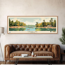 Cargar imagen en el visor de la galería, Carters Lake Georgia Framed Canvas Print, Pop Art Panoramic Travel Poster, Midcentury Modern, Wall Art, Scenic Nature Painting, Bedroom Decor, Living Room Art