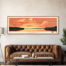 Cargar imagen en el visor de la galería, Cedar Creek Lake Kentucky Framed Canvas Print, Midcentury Modern Panoramic Wall Art, Living Room Decor, Pop Art, Travel Poster Art, Scenic Nature Painting, Lake House Decor