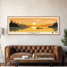 Cargar imagen en el visor de la galería, Clearwater Lake Missouri Framed Canvas Print, Pop Art Panoramic Travel Poster, Midcentury Modern, Wall Art, Scenic Nature Painting, Bedroom Decor, Living Room Art
