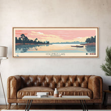 Cargar imagen en el visor de la galería, Columbus Lake Mississippi Framed Canvas Print, Midcentury Modern Panoramic Wall Art, Living Room Decor, Pop Art, Travel Poster Art, Scenic Nature Painting